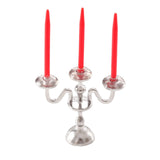Maxbell 1/12 Dollhouse Candle Holder Doll House Candlestick for Cabinet Shelf Mantel Silver and Red