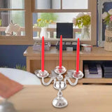 Maxbell 1/12 Dollhouse Candle Holder Doll House Candlestick for Cabinet Shelf Mantel Silver and Red