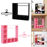 Maxbell Doll Clothes Closet Fashion Doll Accessories Display Box for Lovers Birthday Black