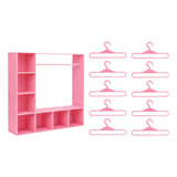 Maxbell Doll Clothes Closet Fashion Doll Accessories Display Box for Lovers Birthday Pink