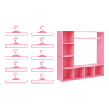 Maxbell Doll Clothes Closet Fashion Doll Accessories Display Box for Lovers Birthday Pink