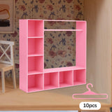 Maxbell Doll Clothes Closet Fashion Doll Accessories Display Box for Lovers Birthday Pink