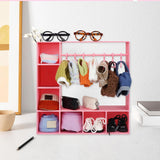 Maxbell Doll Clothes Closet Fashion Doll Accessories Display Box for Lovers Birthday Pink
