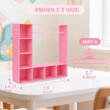 Maxbell Doll Clothes Closet Fashion Doll Accessories Display Box for Lovers Birthday Pink