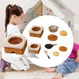 Maxbell 1:12 Dollhouse Stove Set Life Scene Educational Decor Mini Pot and Lid Model noddles set