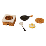 Maxbell 1:12 Dollhouse Stove Set Life Scene Educational Decor Mini Pot and Lid Model Fried eggs set