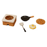Maxbell 1:12 Dollhouse Stove Set Life Scene Educational Decor Mini Pot and Lid Model Fried eggs set