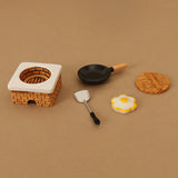 Maxbell 1:12 Dollhouse Stove Set Life Scene Educational Decor Mini Pot and Lid Model Fried eggs set