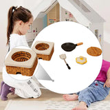 Maxbell 1:12 Dollhouse Stove Set Life Scene Educational Decor Mini Pot and Lid Model Fried eggs set