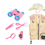 Maxbell Outdoor Exploration Set Cargo Vest and Hat and Accessories for Children Kids Pink