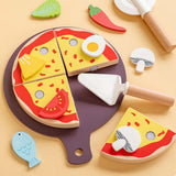 Maxbell Wooden Pizza Set Sharing Role Play Cutting Play Food Toy Window Display Gift