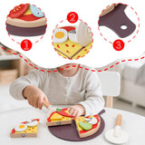 Maxbell Wooden Pizza Set Sharing Role Play Cutting Play Food Toy Window Display Gift