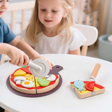 Maxbell Wooden Pizza Set Sharing Role Play Cutting Play Food Toy Window Display Gift