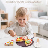 Maxbell Wooden Pizza Set Sharing Role Play Cutting Play Food Toy Window Display Gift