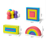 Maxbell Wooden Rainbow Stacking Toy Building Blocks for Children Toddlers Boys Girls