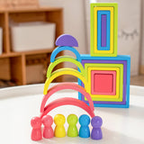 Maxbell Wooden Rainbow Stacking Toy Building Blocks for Children Toddlers Boys Girls