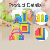 Maxbell Wooden Rainbow Stacking Toy Building Blocks for Children Toddlers Boys Girls