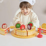 Maxbell Pretend Play Food Fake Cake Model Wood Birthday Gift for Children Boys Girls