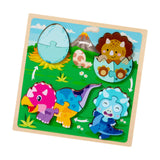 Maxbell Wood Puzzle Gifts Portable Hands on Learning Fine Motor Skills Jigsaw Puzzle Dinosaur