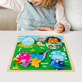 Maxbell Wood Puzzle Gifts Portable Hands on Learning Fine Motor Skills Jigsaw Puzzle Dinosaur