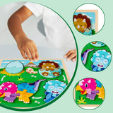 Maxbell Wood Puzzle Gifts Portable Hands on Learning Fine Motor Skills Jigsaw Puzzle Dinosaur