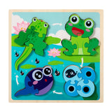 Maxbell Wood Puzzle Gifts Portable Hands on Learning Fine Motor Skills Jigsaw Puzzle Frog