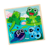 Maxbell Wood Puzzle Gifts Portable Hands on Learning Fine Motor Skills Jigsaw Puzzle Frog