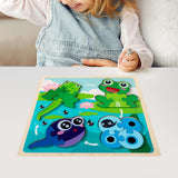 Maxbell Wood Puzzle Gifts Portable Hands on Learning Fine Motor Skills Jigsaw Puzzle Frog