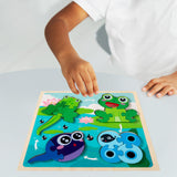 Maxbell Wood Puzzle Gifts Portable Hands on Learning Fine Motor Skills Jigsaw Puzzle Frog