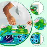 Maxbell Wood Puzzle Gifts Portable Hands on Learning Fine Motor Skills Jigsaw Puzzle Frog