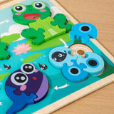 Maxbell Wood Puzzle Gifts Portable Hands on Learning Fine Motor Skills Jigsaw Puzzle Frog