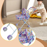 Maxbell Toy Stroller for Dolls Interactive Foldable Role Play Accessory Pretend Play