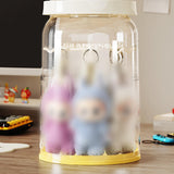 Maxbell Figure Display Case 360° Rotating Desktop for Charms Collectibles Small Toys Creamy White