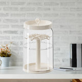 Maxbell Figure Display Case 360° Rotating Desktop for Charms Collectibles Small Toys Creamy White