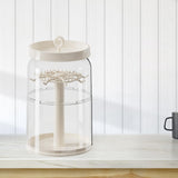 Maxbell Figure Display Case 360° Rotating Desktop for Charms Collectibles Small Toys Creamy White