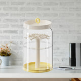 Maxbell Figure Display Case 360° Rotating Desktop for Charms Collectibles Small Toys Creamy Yellow