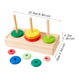 Maxbell Stacking Ring Toy Wood Kids Cognitive Skill Development Toy Wooden Logic Toy
