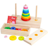 Maxbell Stacking Ring Toy Wood Kids Cognitive Skill Development Toy Wooden Logic Toy