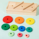 Maxbell Stacking Ring Toy Wood Kids Cognitive Skill Development Toy Wooden Logic Toy