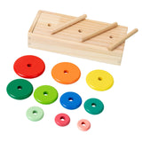 Maxbell Stacking Ring Toy Wood Kids Cognitive Skill Development Toy Wooden Logic Toy