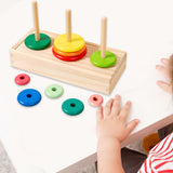 Maxbell Stacking Ring Toy Wood Kids Cognitive Skill Development Toy Wooden Logic Toy
