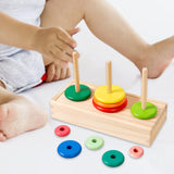 Maxbell Stacking Ring Toy Wood Kids Cognitive Skill Development Toy Wooden Logic Toy