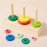 Maxbell Stacking Ring Toy Wood Kids Cognitive Skill Development Toy Wooden Logic Toy