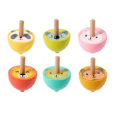 Maxbell 6x Wood Gyroscope Toys Classroom Prizes Educational Toys for Girls Boys Kids Animal
