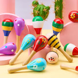 Maxbell 6Pcs Wooden Maracas Learning Toys for Live Performance Concert Entertainment