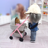 Maxbell 1:12 Miniature Tiny Baby Stroller Dolls Crib Accessory Scene Decor Ornaments