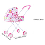 Maxbell Foldable Baby Doll Stroller for Dolls Miniature Push Cart Toy for Girls Boys Pink