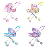 Maxbell Foldable Baby Doll Stroller for Dolls Miniature Push Cart Toy for Girls Boys Pink