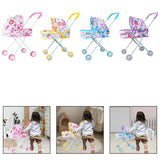 Maxbell Foldable Baby Doll Stroller for Dolls Miniature Push Cart Toy for Girls Boys Pink