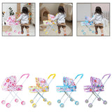 Maxbell Foldable Baby Doll Stroller for Dolls Miniature Push Cart Toy for Girls Boys Pink